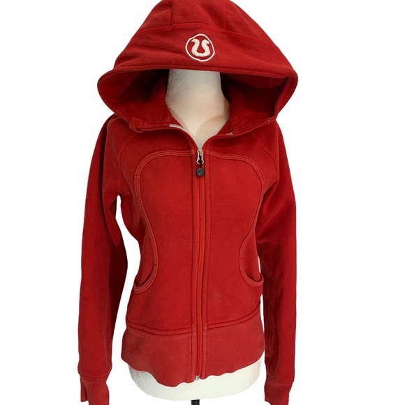 lululemon athletica Tops - ♥️SOLD♥️Lululemon Red Scuba Hoodie EUC Size 6